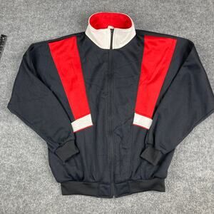 Active Wear Jacket Mens L Black Red Full Zip Track‎ Athletic Retro